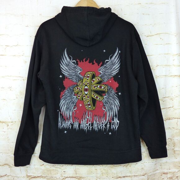 BoyGenius Band Hoodie Mens M Black Always An Angel Never A God Rock Indie Merch - Picture 6 of 10
